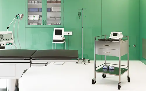 MEDICART 33, zdravotnický vozík, 490x490x900 mm, nerez